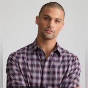 NWT HTH Men's Plaid Button Down Shirt - Red, Blue, and White